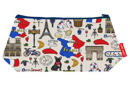 Premium France makeup bag featuring wipe-clean lining and colourfast HD print, perfect gift for France lovers