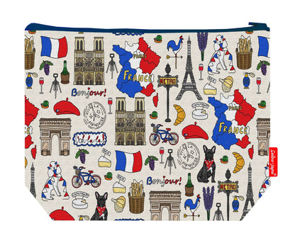 Premium France wash bag with practical 29cm size and vibrant HD print