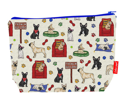 Premium French Bulldog wash bag with practical 29cm size and vibrant HD print