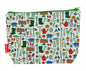 Gardening toiletry bag with garden design showing washable lining and zip detail