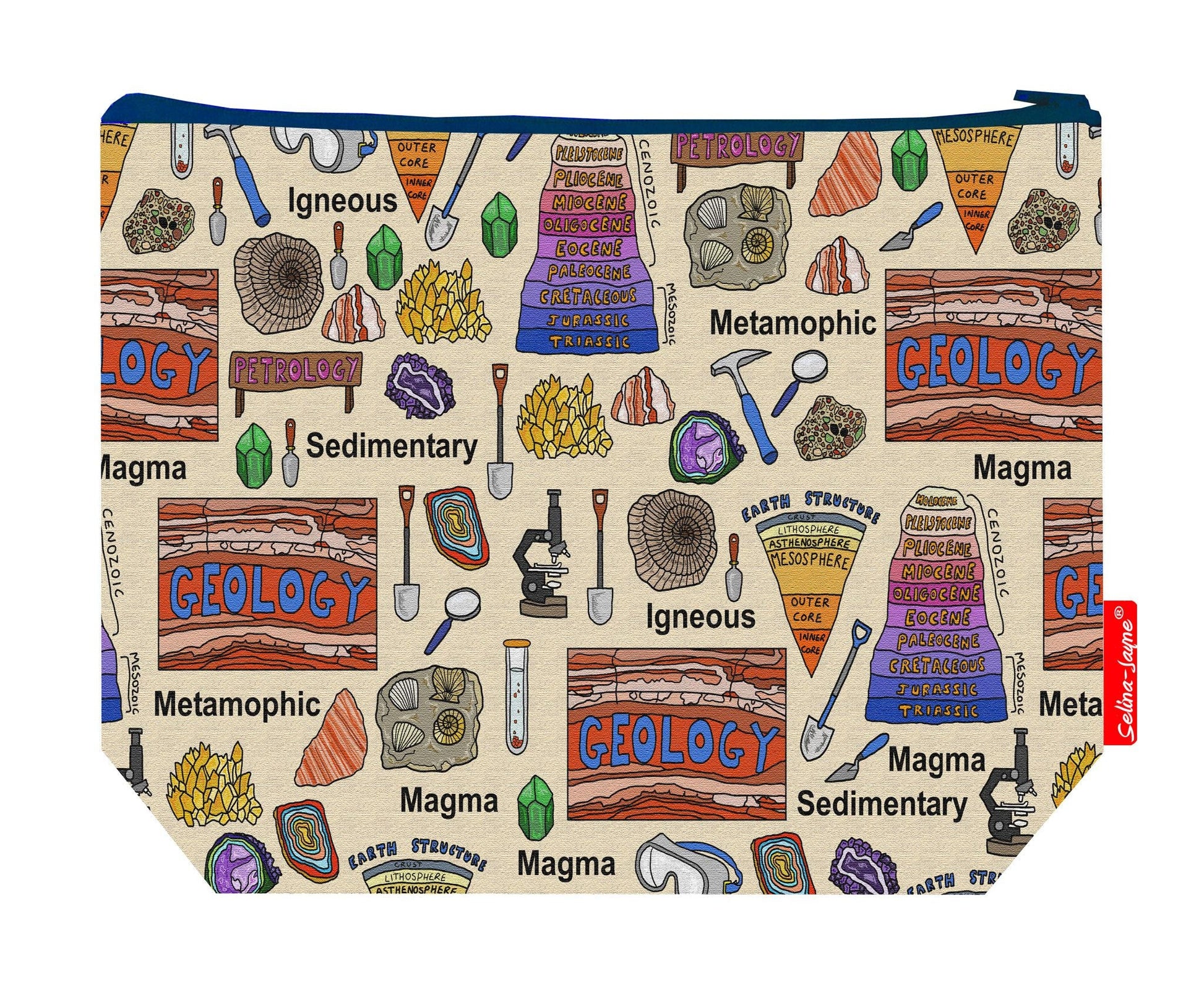 Premium geology wash bag with practical 29cm size and vibrant HD print