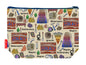 Geology toiletry bag with rocks and minerals design showing washable lining and zip detail