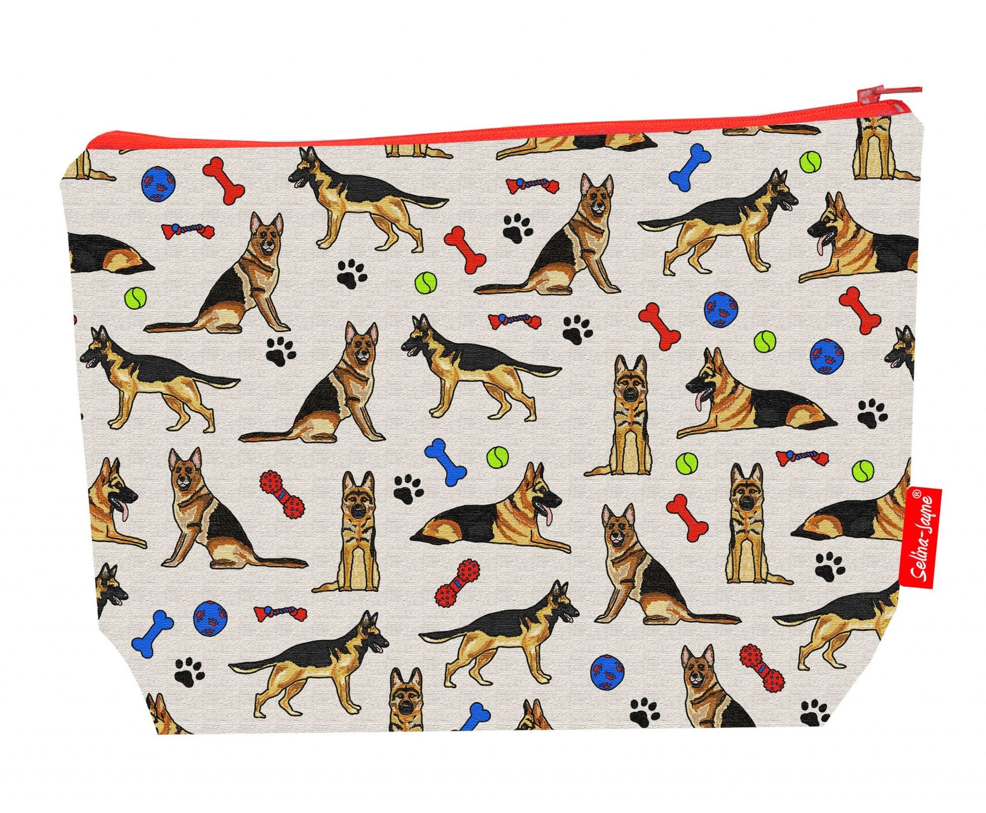 Premium German Shepherd wash bag with practical 29cm size and vibrant HD print