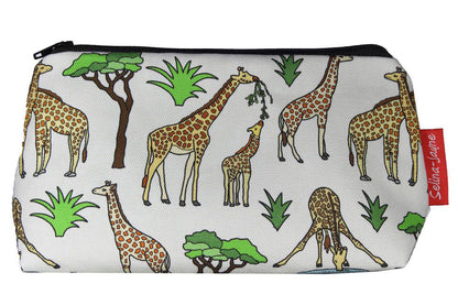 Premium Giraffe makeup bag featuring wipe-clean lining and colourfast HD print, perfect gift for wildlife lovers