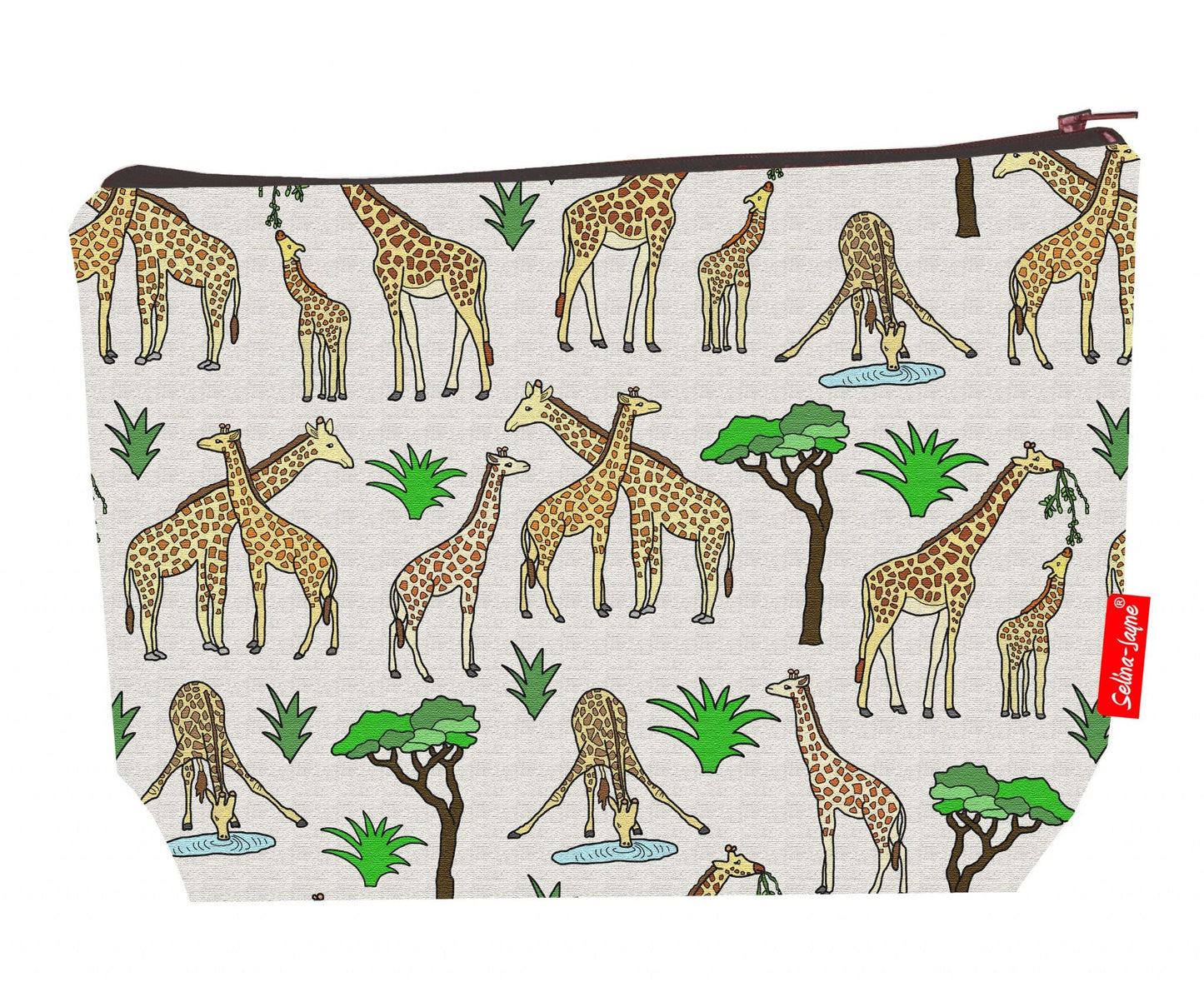 Premium giraffe wash bag with practical 29cm size and vibrant HD print
