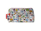 Girly cosmetic bag with feminine style illustration on durable polyester fabric with colour-coordinated zipper
