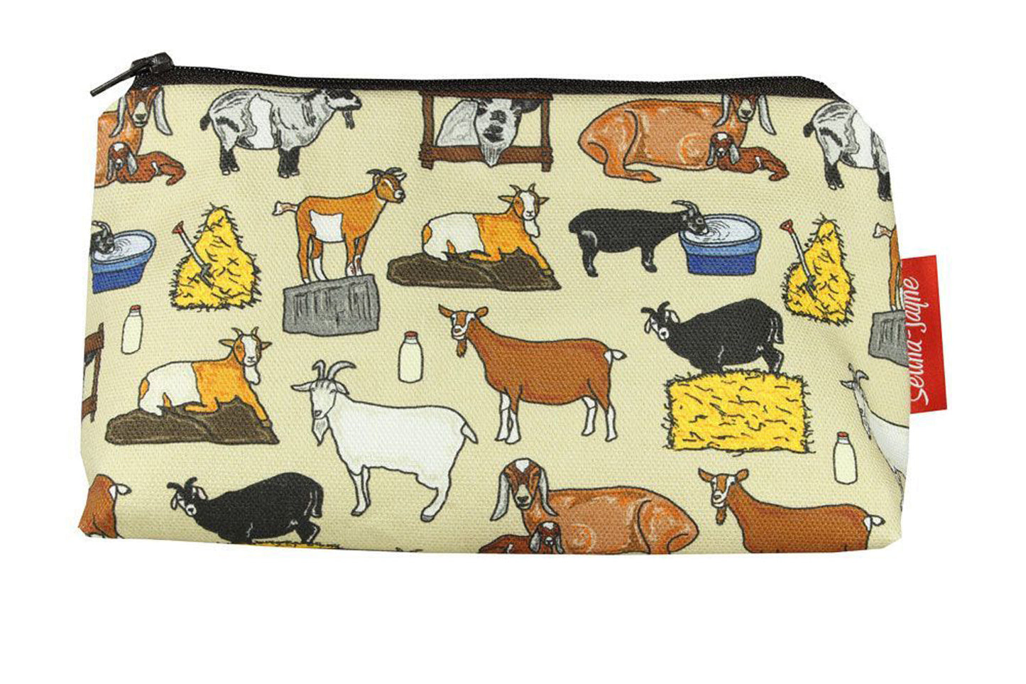 Premium Goats makeup bag featuring wipe-clean lining and colourfast HD print, perfect gift for animal lovers