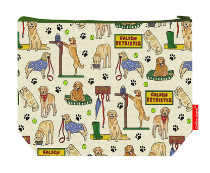 Premium Golden Retriever wash bag with practical 29cm size and vibrant HD print