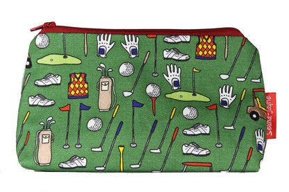 Premium Golf makeup bag featuring wipe-clean lining and colourfast HD print, perfect gift for golf enthusiasts