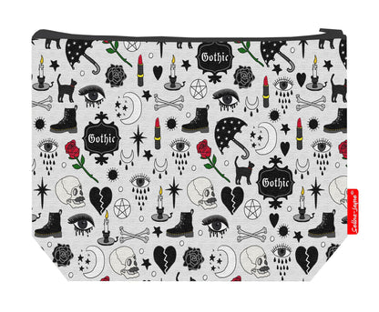 Premium goth wash bag with practical 29cm size and vibrant HD print