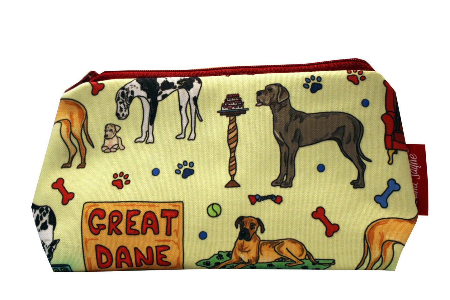 Premium Great Dane makeup bag featuring wipe-clean lining and colourfast HD print, perfect dog lover gift