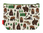 Grizzly bears toiletry bag with wildlife design showing washable lining and zip detail