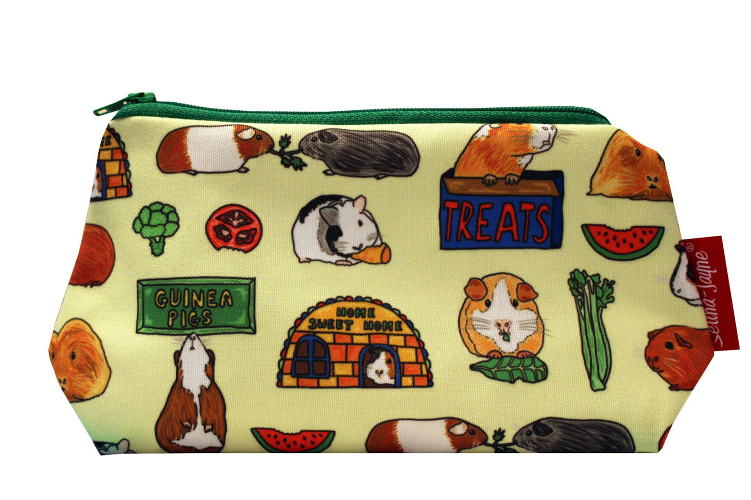 Premium Guinea Pigs makeup bag featuring wipe-clean lining and colourfast HD print, perfect pet lover gift