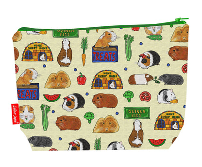 Guinea pigs toiletry bag with pet design showing washable lining and zip detail