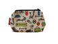 Gym cosmetic bag with fitness-themed illustration on durable polyester fabric with colour-coordinated zipper