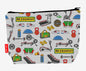 Gym toiletry bag with fitness design showing washable lining and zip detail