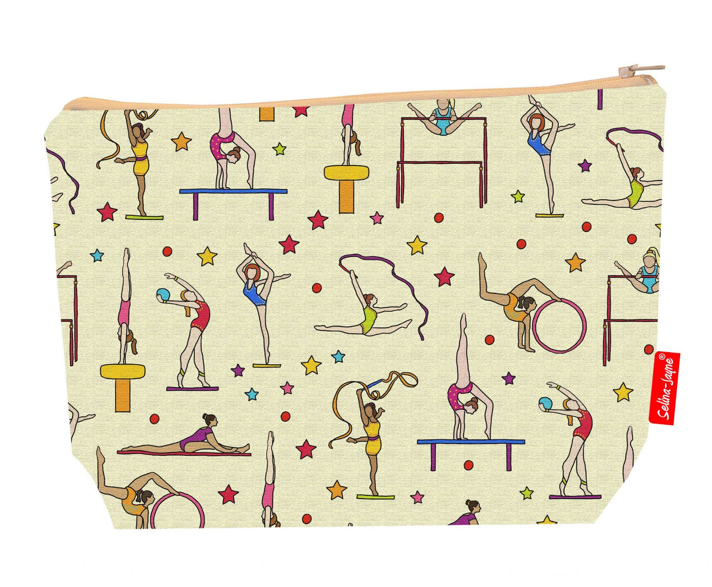 Premium gymnastics wash bag with practical 29cm size and vibrant HD print