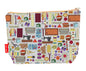 Haberdashery toiletry bag with sewing design showing washable lining and zip detail