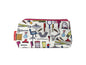 Hairdressing cosmetic bag with salon professional illustration on durable polyester fabric with colour-coordinated zipper