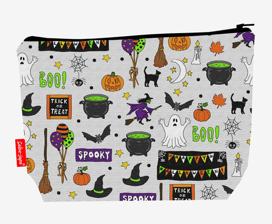 Halloween toiletry bag with vibrant HD print and washable lining by Selina-Jayne Designs