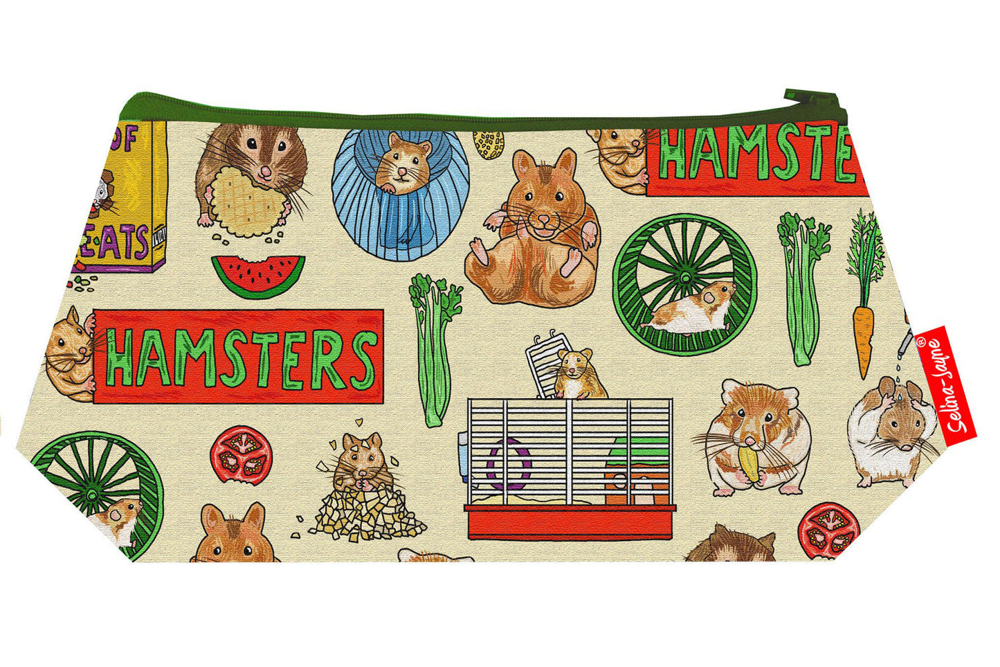 Premium Hamsters makeup bag featuring wipe-clean lining and colourfast HD print, perfect pet lover gift
