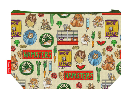 Hamsters toiletry bag with vibrant HD print and washable lining by Selina-Jayne Designs"