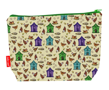 Hens toiletry bag with vibrant HD print and washable lining by Selina-Jayne Designs