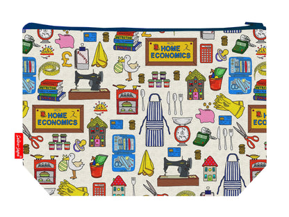 Home Economics toiletry bag with vibrant HD print and washable lining by Selina-Jayne Designs