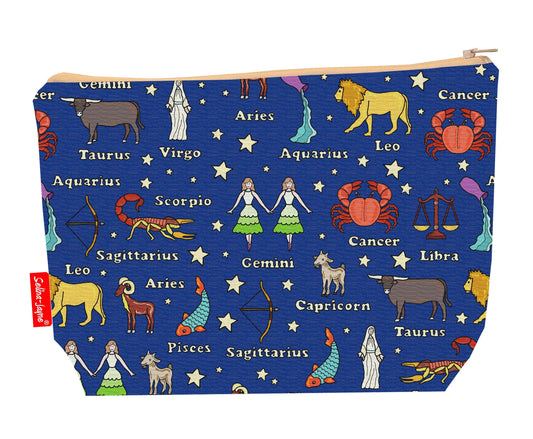 Horoscope toiletry bag with vibrant HD print and washable lining by Selina-Jayne Designs