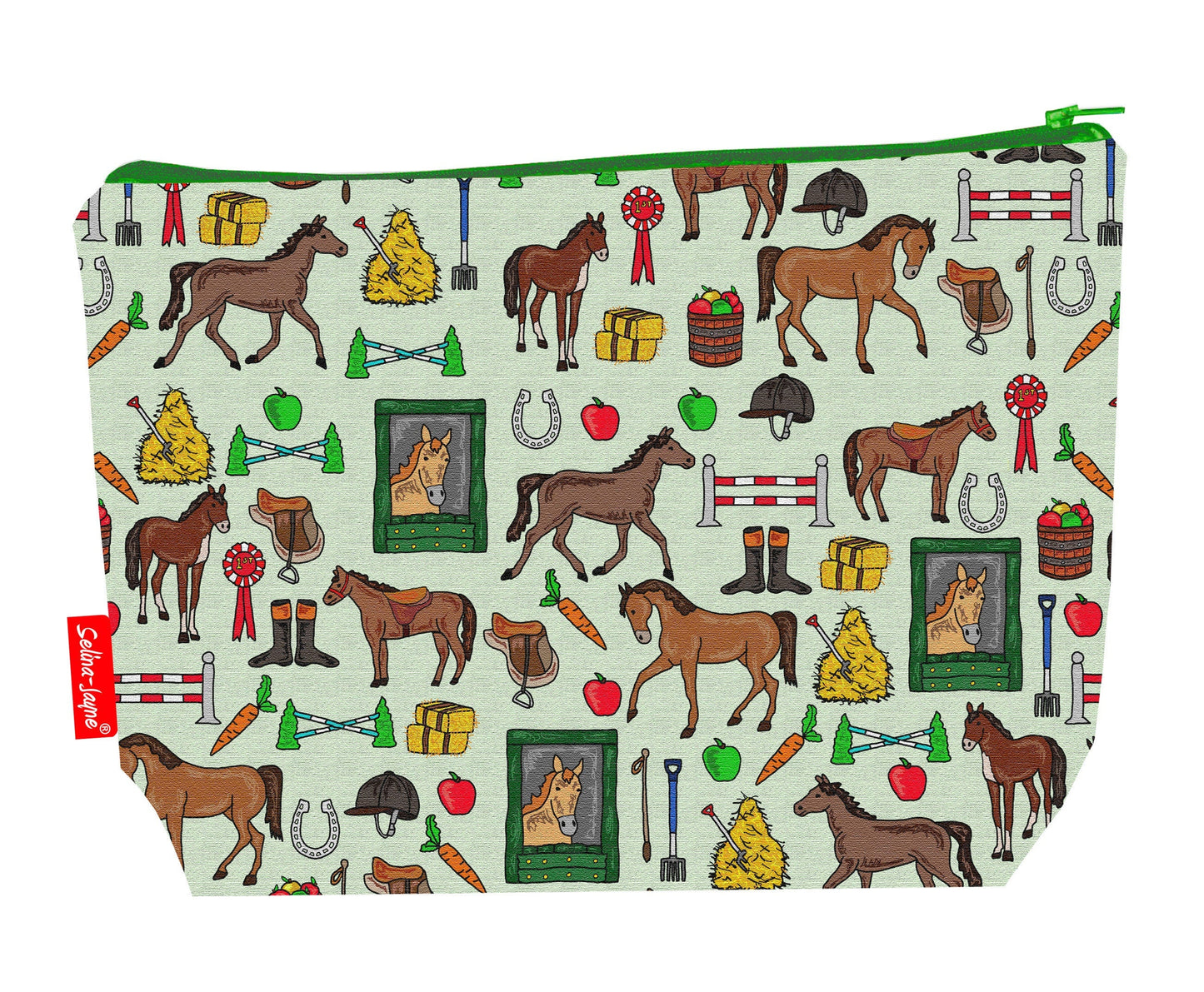Horses toiletry bag with vibrant HD print and washable lining by Selina-Jayne Designs