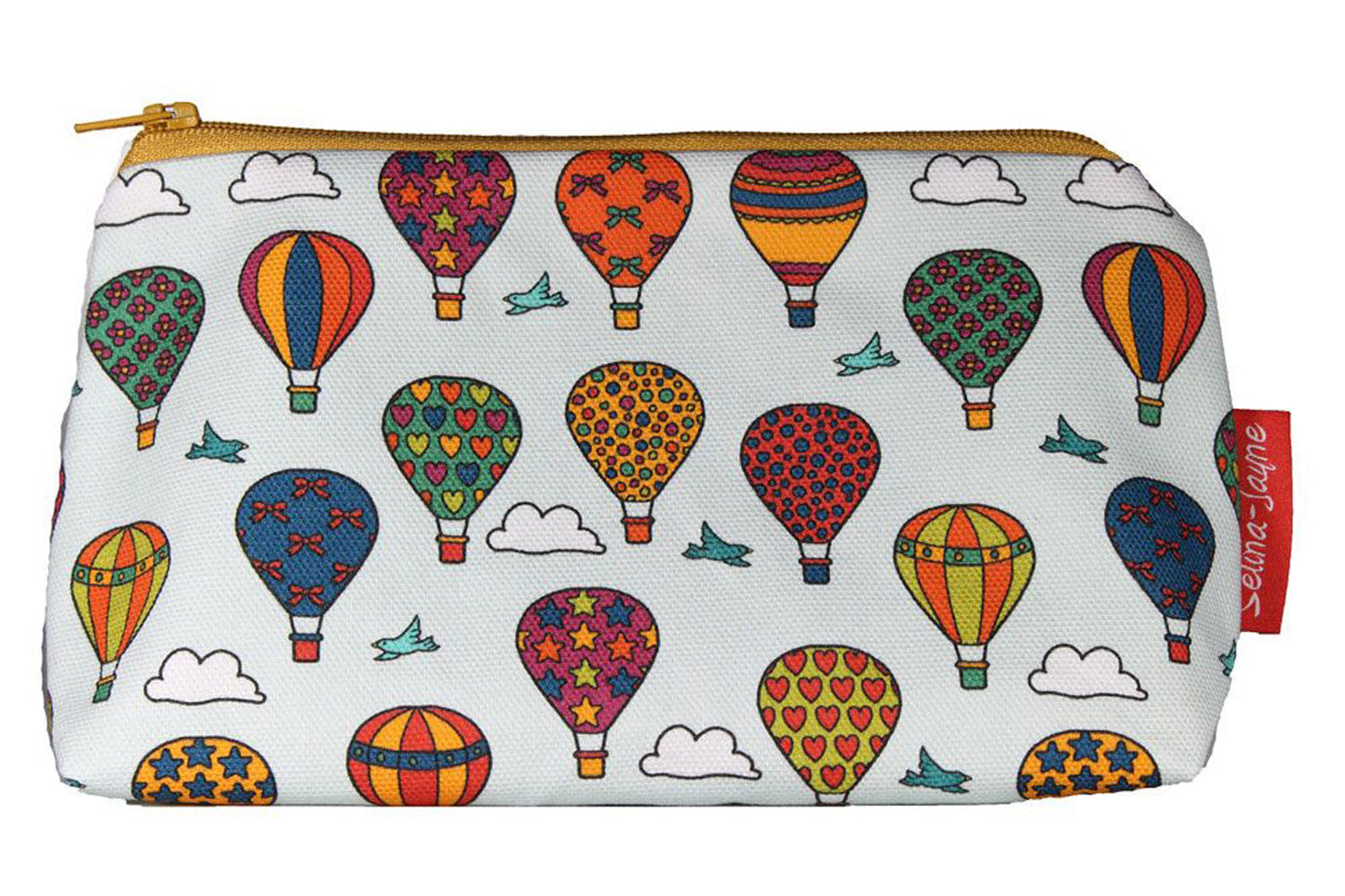 Premium Hot Air Balloons makeup bag featuring wipe-clean lining and colourfast HD print, perfect travel gift
