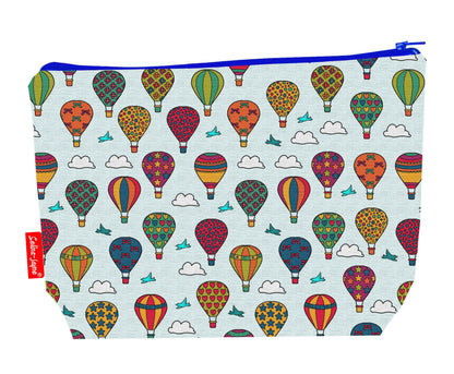 Hot air balloons toiletry bag with vibrant HD print and washable lining by Selina-Jayne Designs