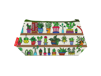 House Plants cosmetic bag with vibrant botanical illustration on durable polyester fabric with colour-coordinated zipper