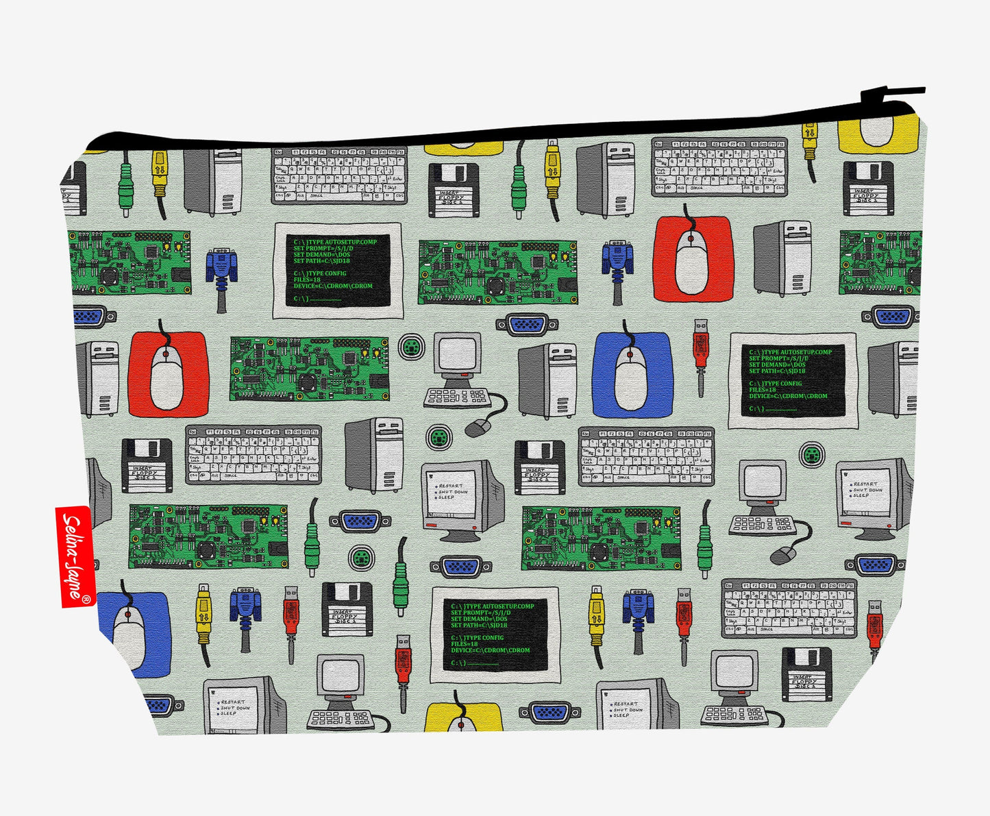 IT worker toiletry bag with vibrant HD print and washable lining by Selina-Jayne Designs