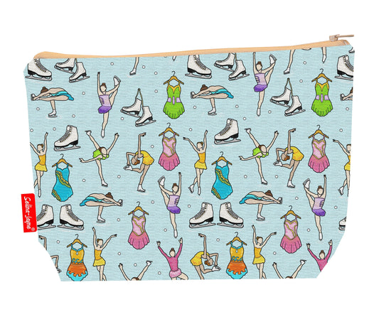 Ice skating toiletry bag with vibrant HD print and washable lining by Selina-Jayne Designs