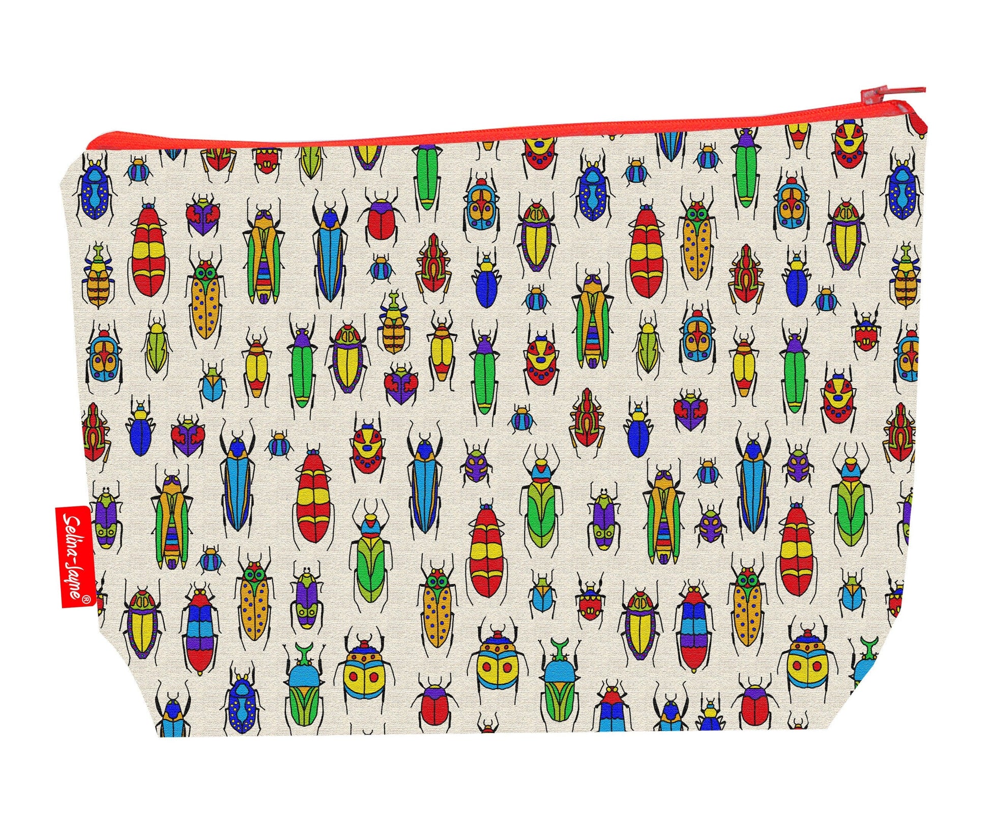 Insects toiletry bag with vibrant HD print and washable lining by Selina-Jayne Designs