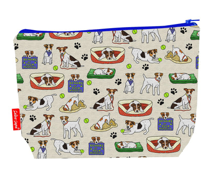 Jack Russell dogs toiletry bag with vibrant HD print and washable lining by Selina-Jayne Designs