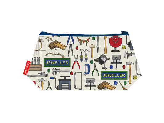 Jeweller cosmetic bag with jewellery professional illustration on durable polyester fabric with colour-coordinated zipper