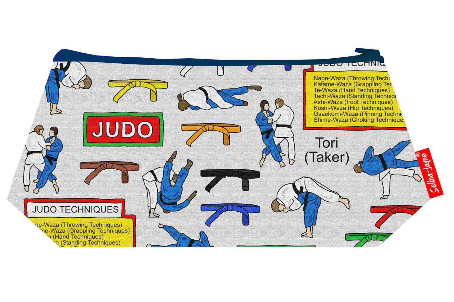 Premium Judo makeup bag featuring wipe-clean lining and colourfast HD print, perfect martial arts gift