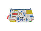 Judo cosmetic bag with martial arts sport illustration on durable polyester fabric with colour-coordinated zipper