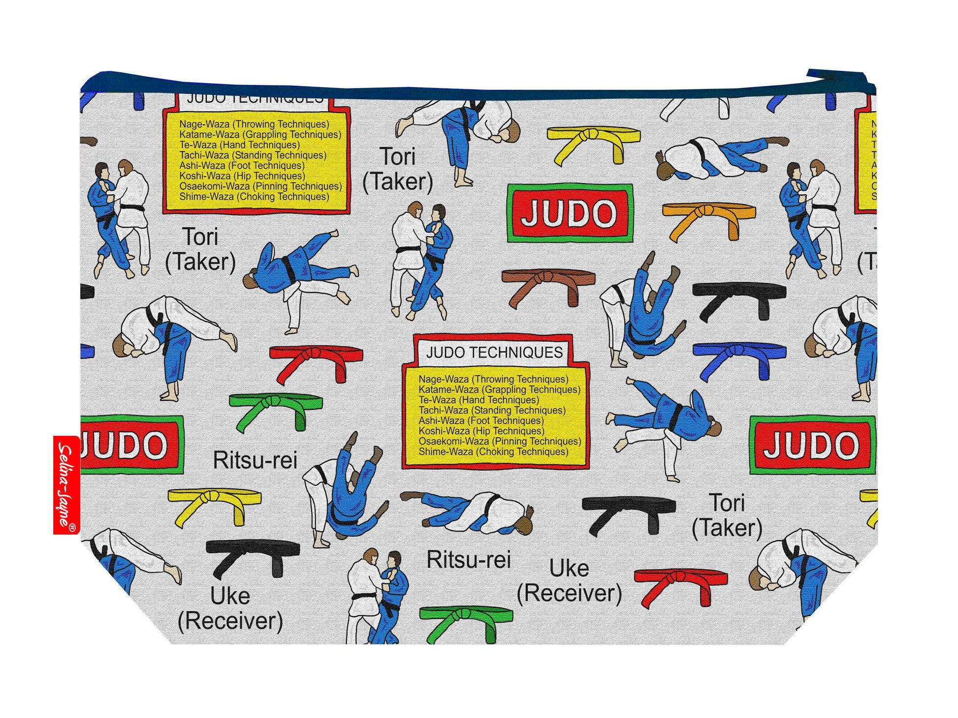 Judo toiletry bag with vibrant HD print and washable lining by Selina-Jayne Designs