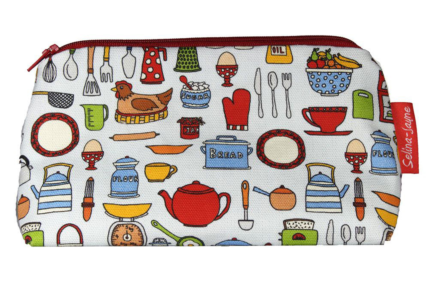 Premium Kitchen Utensils makeup bag featuring wipe-clean lining and colourfast HD print, perfect cooking gift