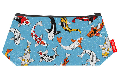 Premium Koi Carp makeup bag featuring wipe-clean lining and colourfast HD print, perfect fish lover gift