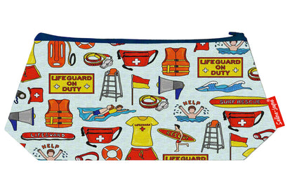 Premium Lifeguard makeup bag featuring wipe-clean lining and colourfast HD print, perfect lifeguard gift
