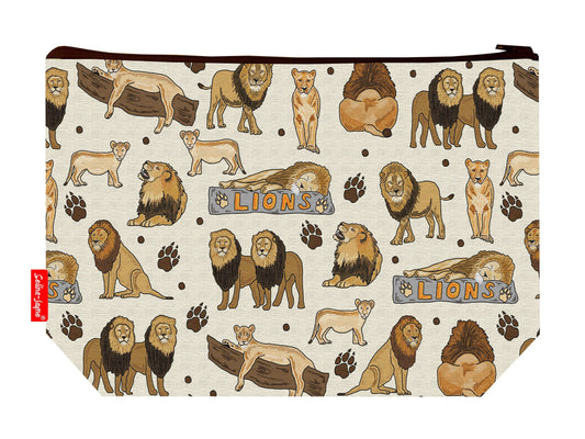 Lions toiletry bag with vibrant HD print and washable lining by Selina-Jayne Designs