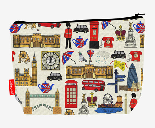 London toiletry bag with vibrant HD print and washable lining by Selina-Jayne Designs