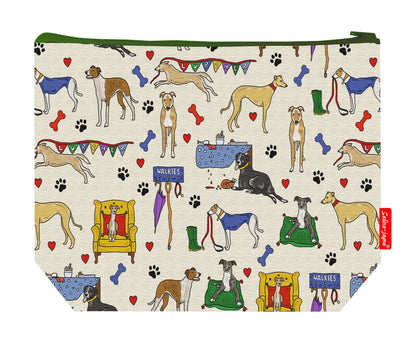 Premium 29cm dog lover wash bag perfect for Lurcher enthusiasts