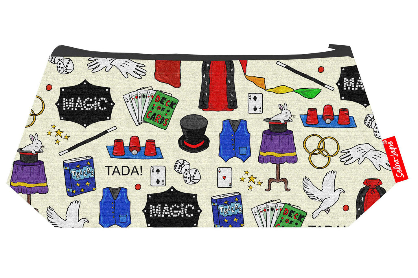 Compact magician cosmetic bag perfect for magic enthusiasts, featuring colourfast print and easy-care design