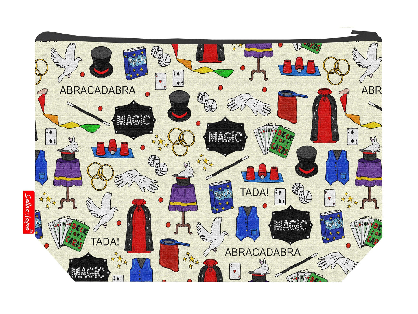 Magician toiletry bag with vibrant HD print and washable lining by Selina-Jayne Designs"