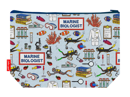 Marine biologist toiletry bag with vibrant HD print and washable lining by Selina-Jayne Designs